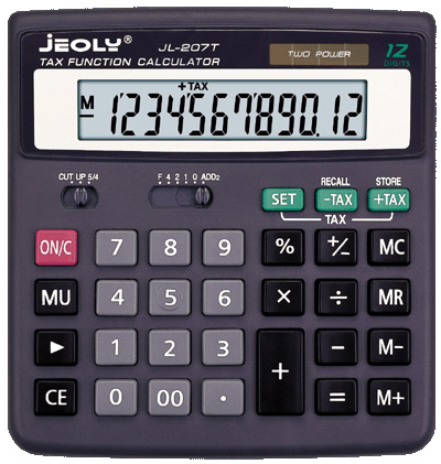 12 Digits Tax Function Calculator